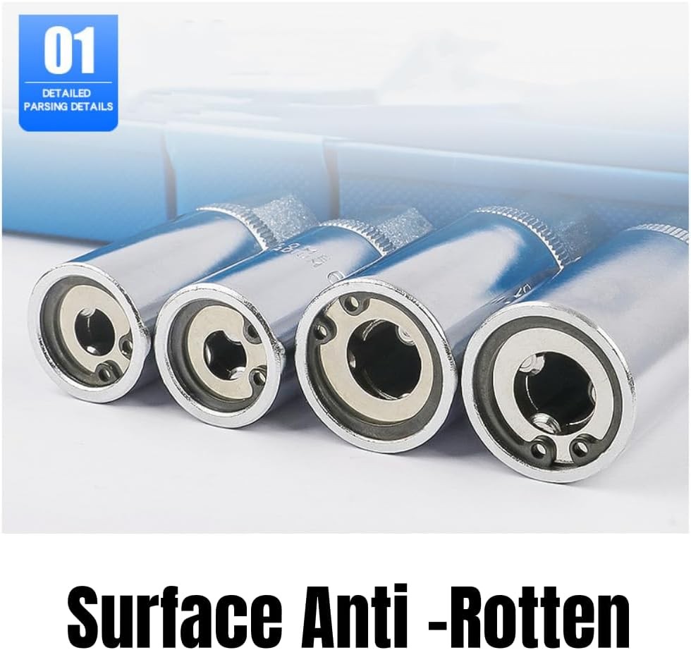 4pc Socket Stud Screw Extractor Remover Installer 6, 8,10,12mm w/Roller Bearing