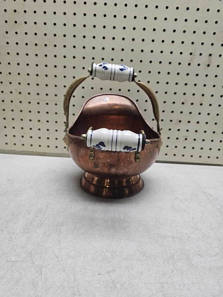 Vintage Copper Fireplace Coal Bucket/Rustic Pot With Two Handles