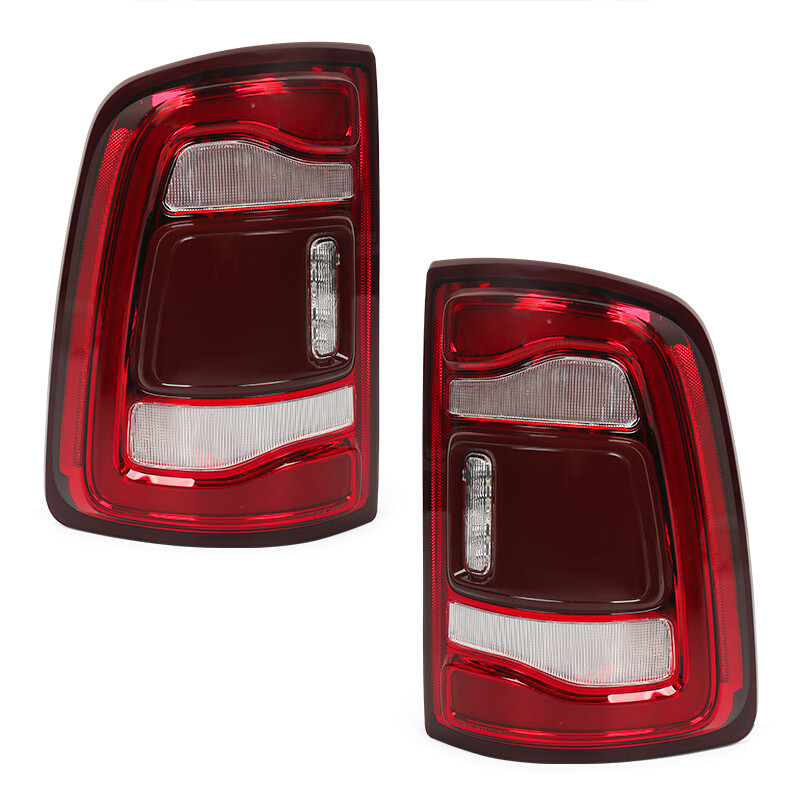 Pair For 2019-2024 Dodge RAM 2500 3500 Red Bezel LED Tail Lights w/ Blind Spot