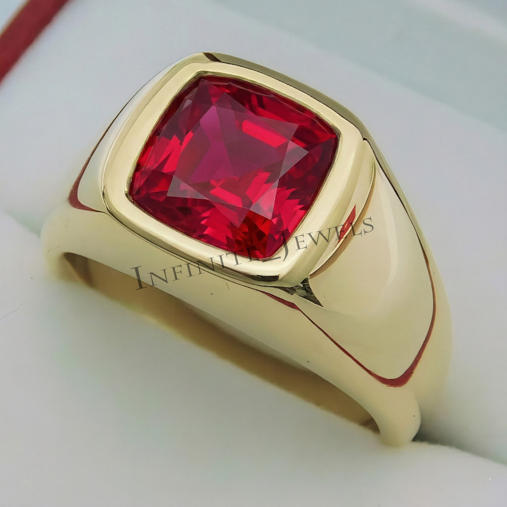 Red Ruby Gemstone Handmade Ring With 925 Sterling Silver Ring For Men's