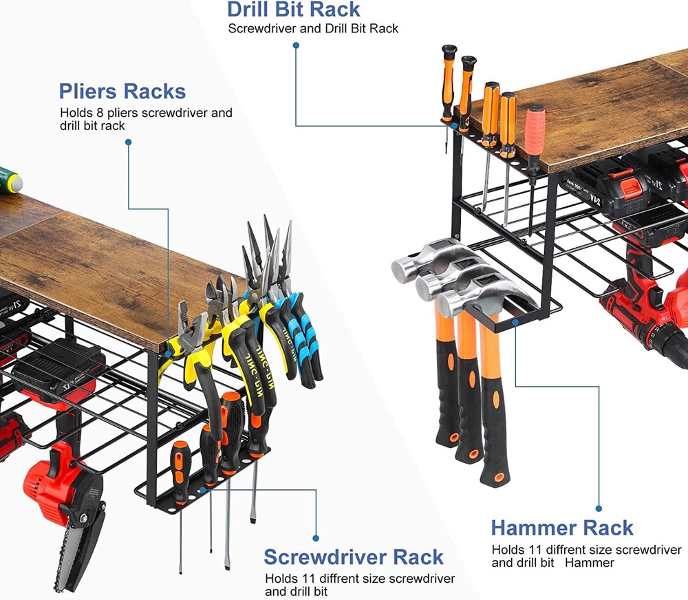 Wall Mounted Power Tool Organizer 6 Drill Holders for Handheld & Power Tools