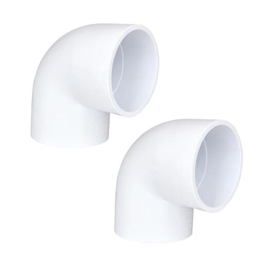 2 Pack 3" PVC 90 Degree Elbow Pipe Fittings (Socket x Socket), 2 Way Right