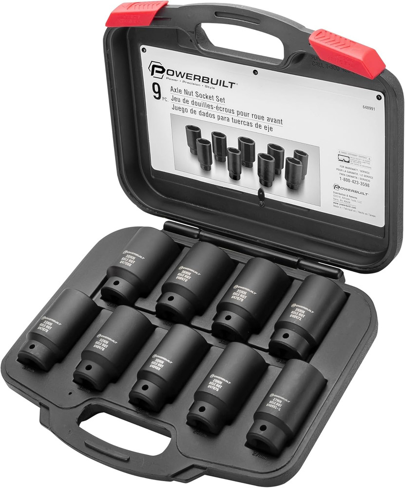9 Piece Deluxe Axle Nut Socket Set, Tools for Removing Front Wheel Axle Nuts, Fo