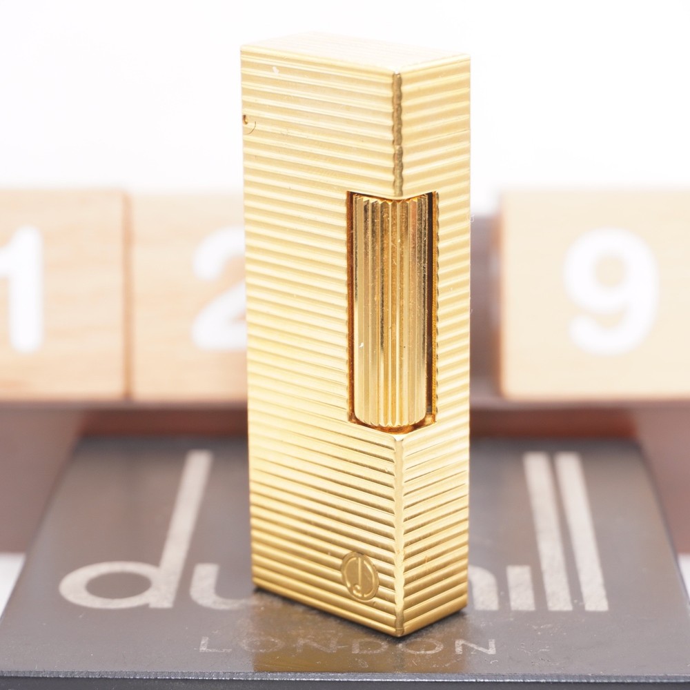 Dunhill Lighter Gold Horizontal stripe_Ultrasonically Cleaned_Working