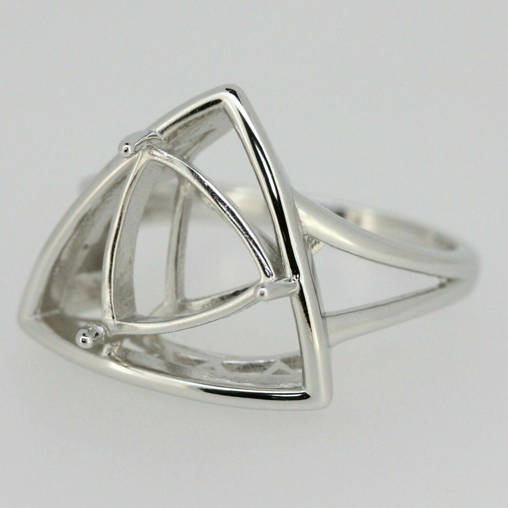 Sterling Silver Semi Mount Ring Setting Trillion Tri 10x10mm