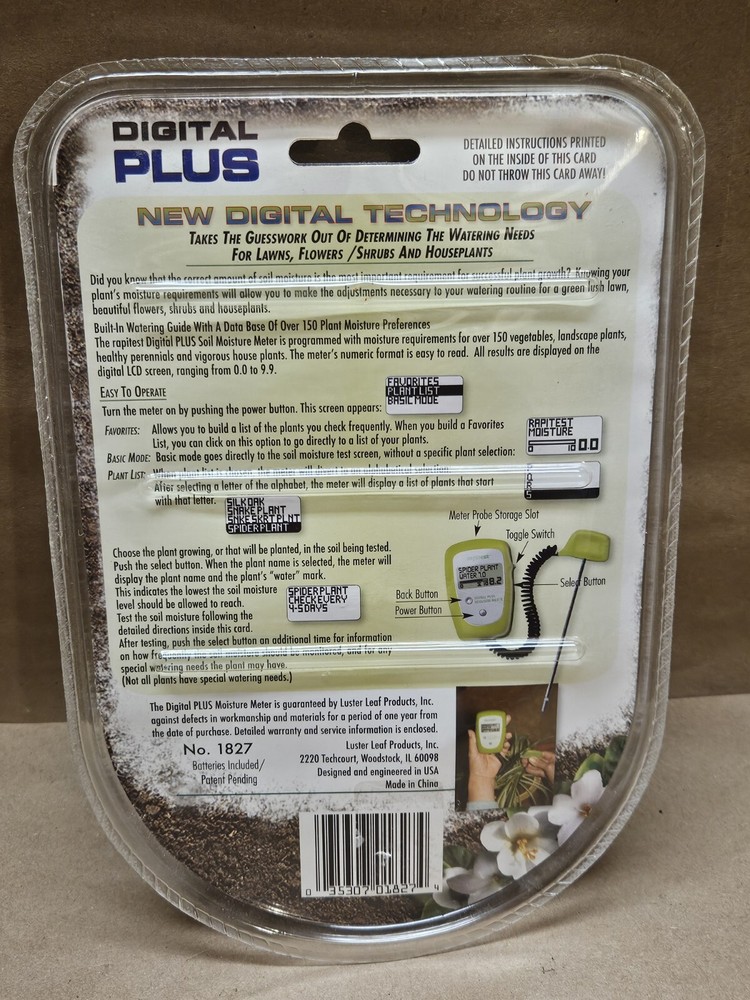 New Rapitest Digital Plus Soil Moisture Meter By Luster Leaf #1827