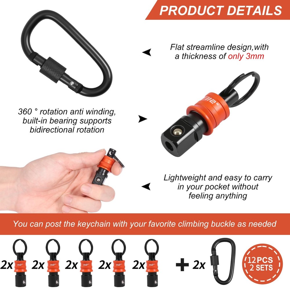 10Pcs Socket Holder Key Chain, Drive Socket Organizer Keychain Quick Release ...