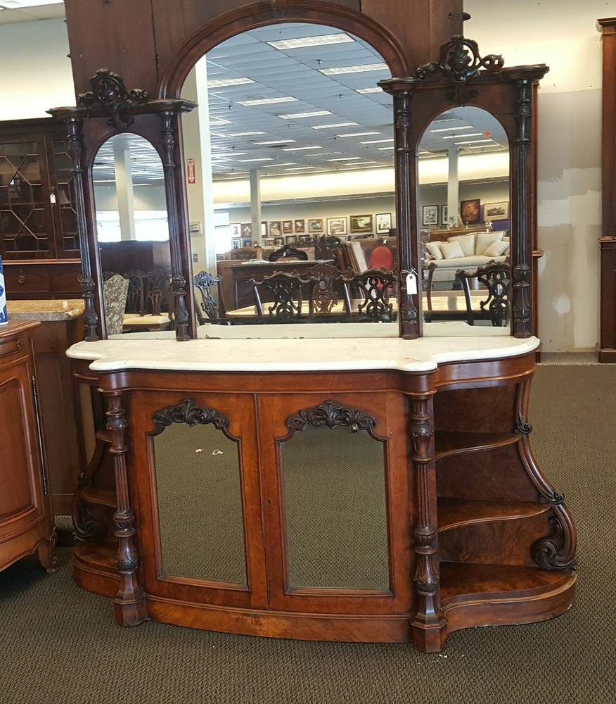 Antique Sideboard with Mirror and Marble Top