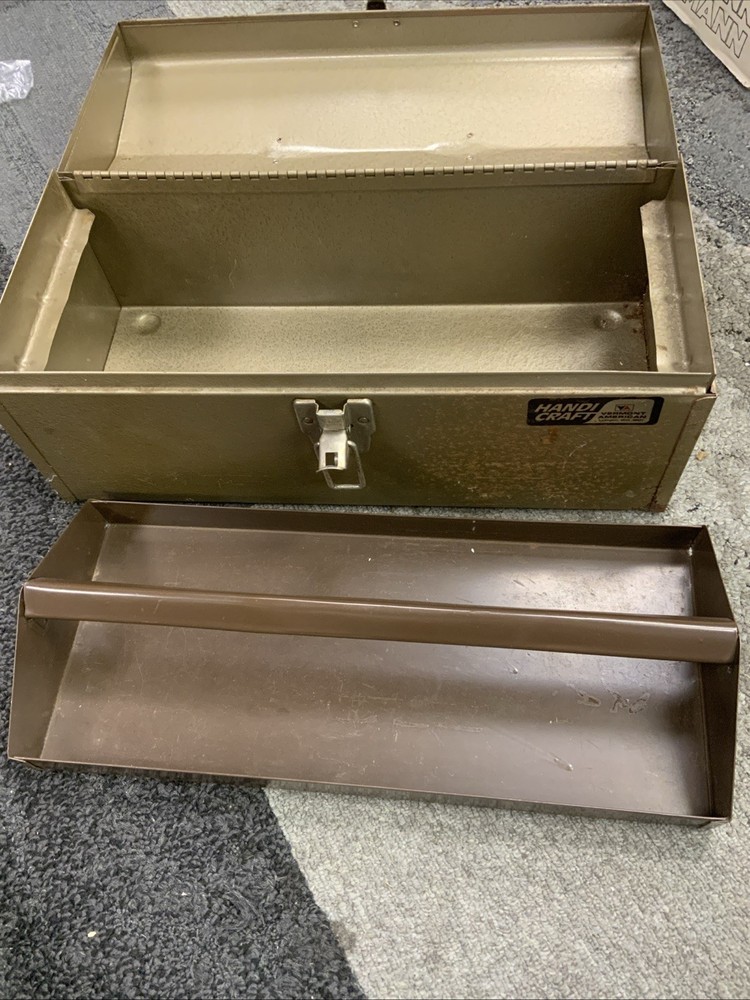 Vintage Handicraft Green 16” Tool Box W/Tray Lockable