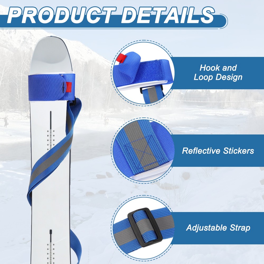 Ski Strap, Adjustable Ski Carrier Shoulder Straps,2Pcs& Blue & 48.4"