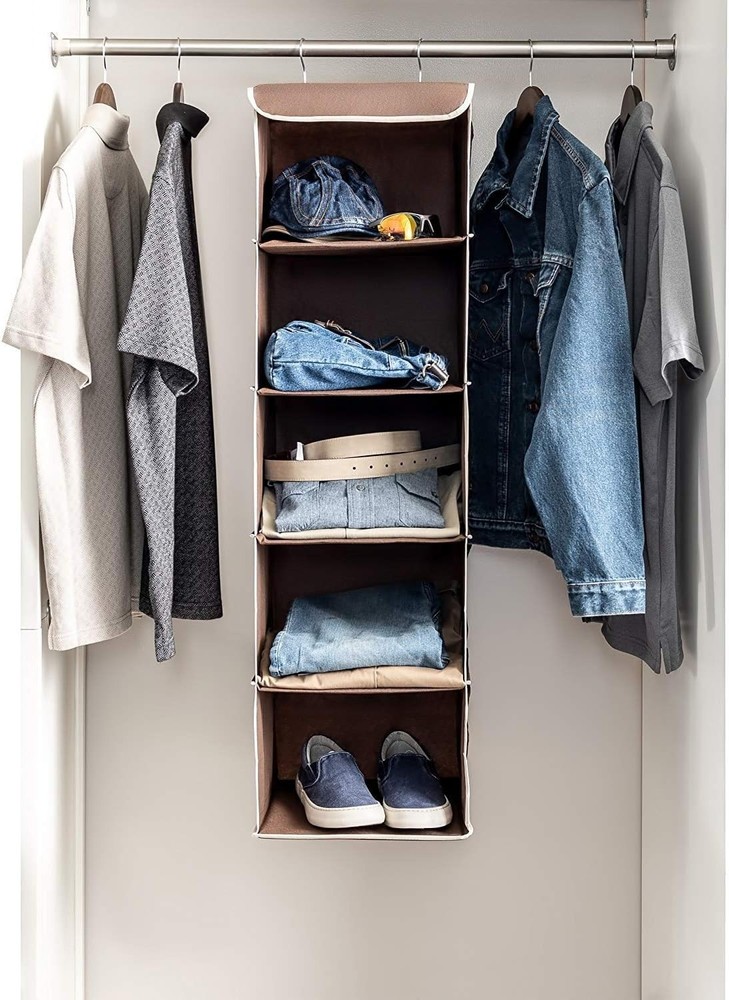 5-Shelf Hanging Closet Organizer - Stylish Space-Saving Solution for Closets
