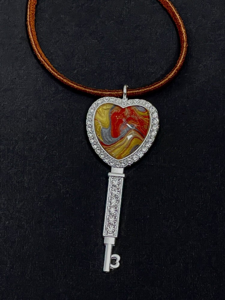 Heart Key Pendant on Leather Cord