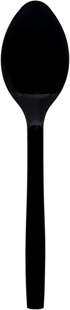 Party Essentials Hard Plastic 9" Serving Spoons, Black, 12 Count