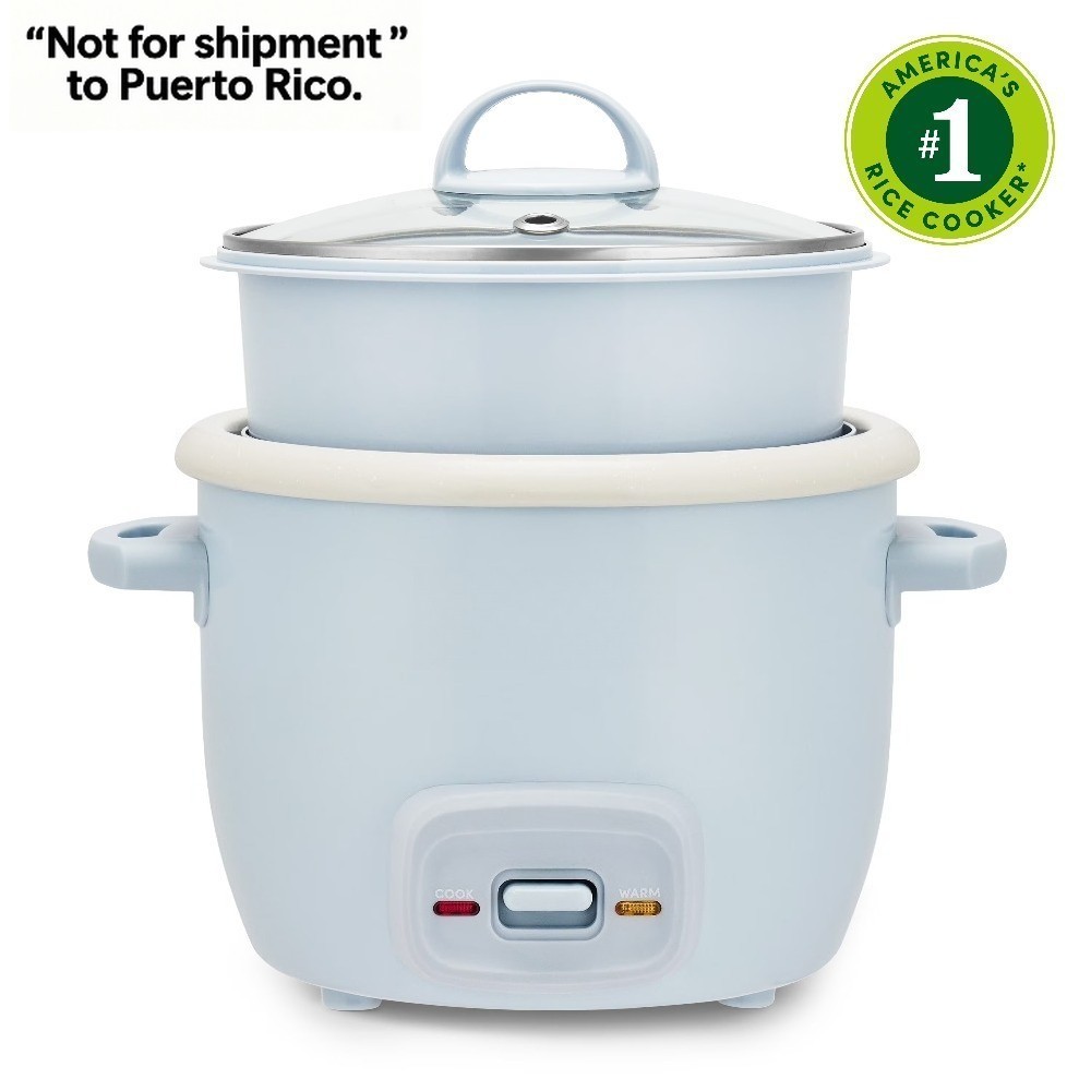 2-Cup Uncooked Rice Cooker & Food Steamer with Bonded - Blue