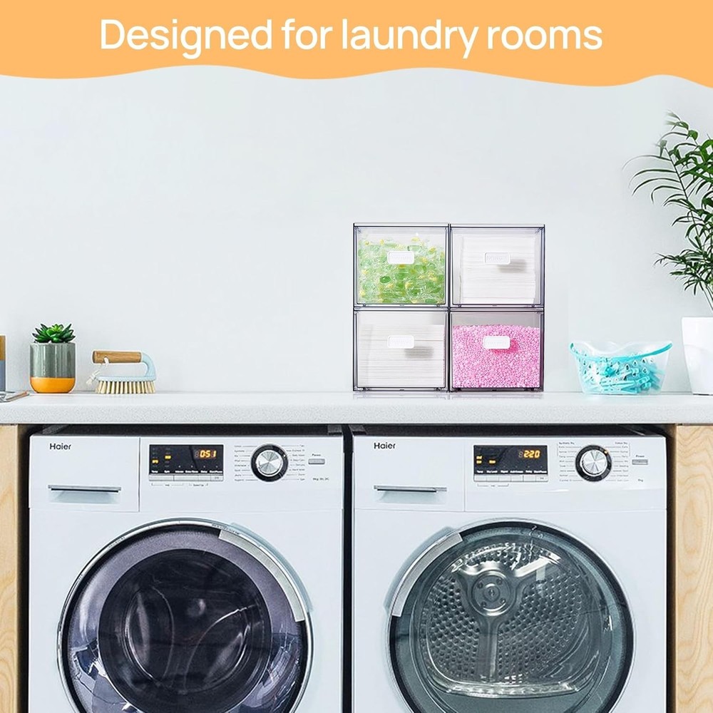 2 Pack Dryer Sheet Holder and Laundry Pods Container,Clear Stackable Storage ...