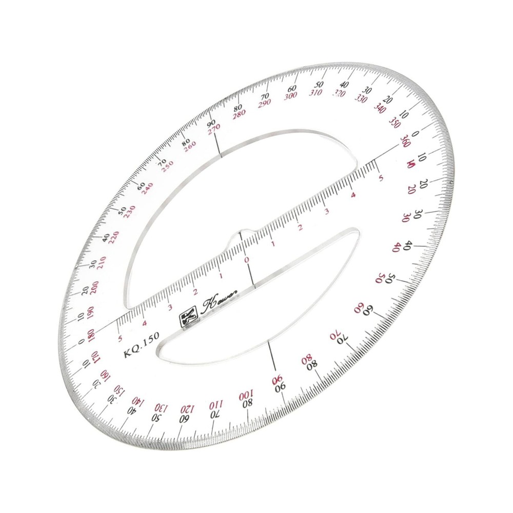360 Degree Protractor 6 Inch Diameter Plastic Math Protractors Circle Protrac...