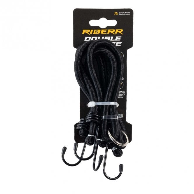 RIDERR Motorcycle Classic Bungee Strap - 60cm Double Pack - Black