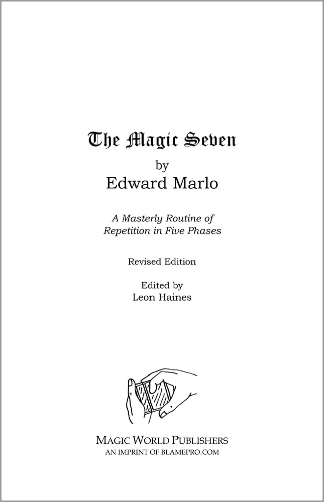 The Magic Seven by Ed Marlo (Card magic)