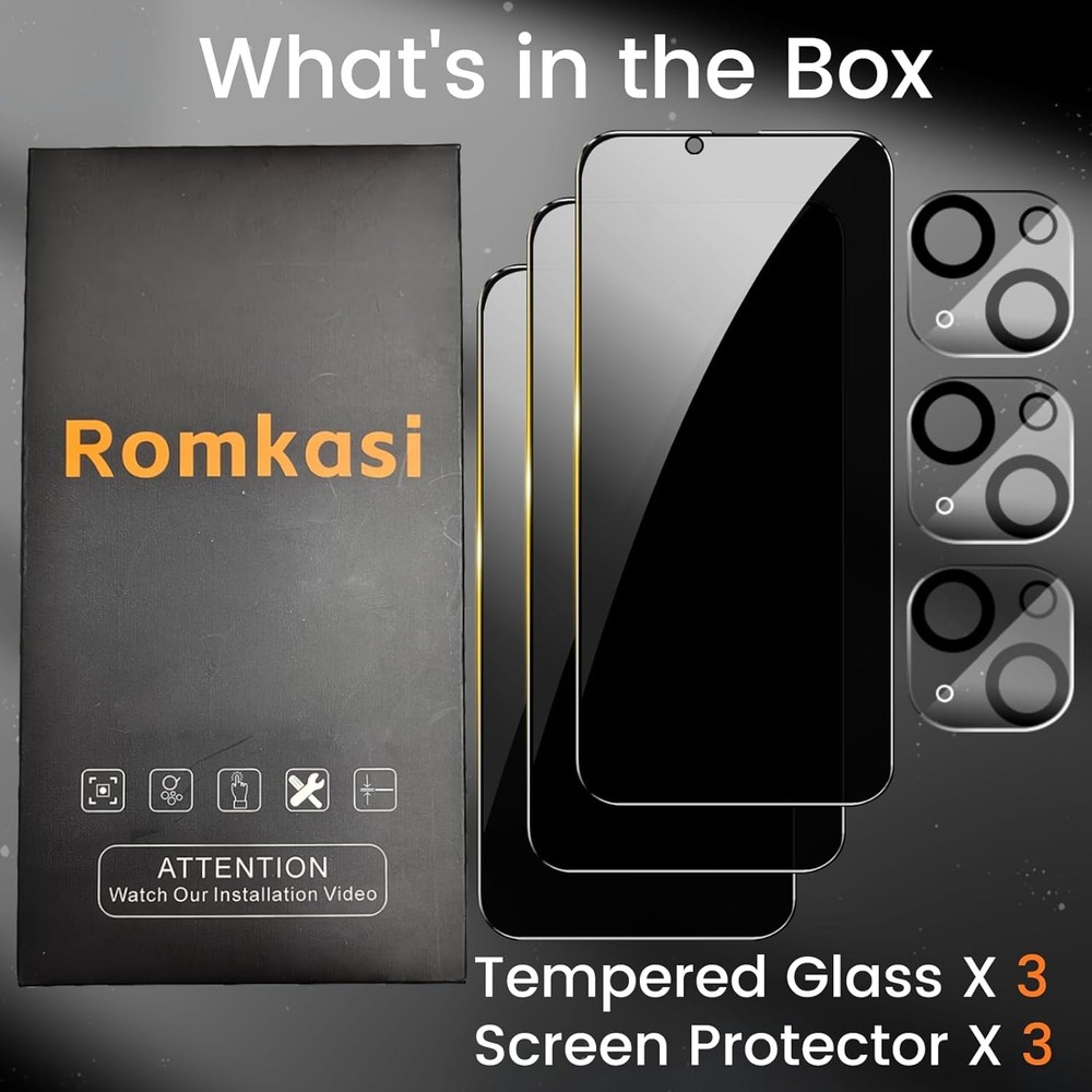 iPhone 13 Pro Max Privacy Screen Protector + Camera Lens - 3 Pack