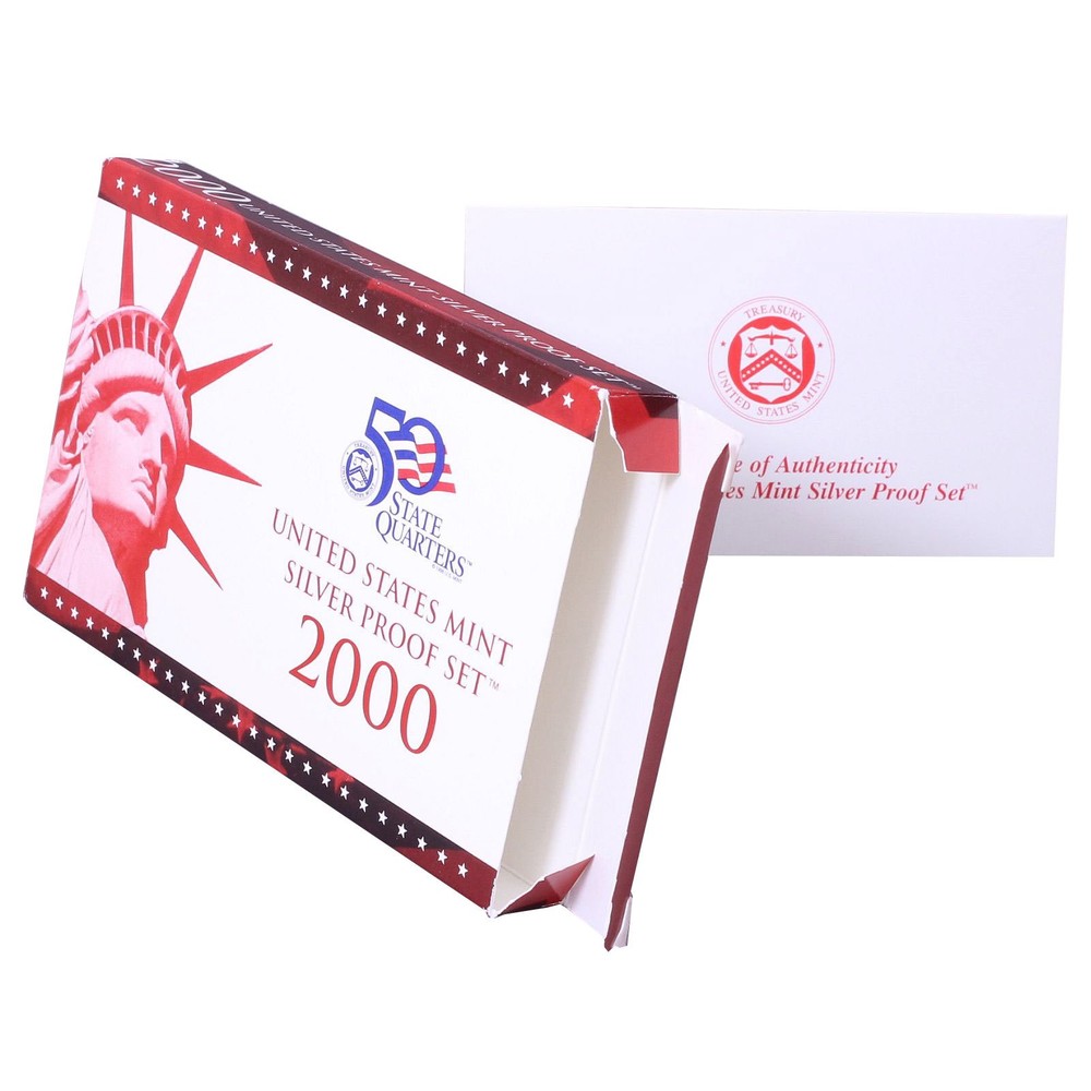 Empty Packaging Replacement Silver Proof Set Box & COA No Coins 2000