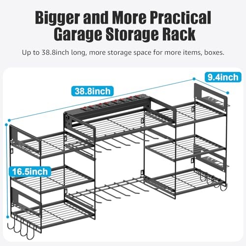 Power Tool Organizer Wall Mount, Large Tools and Battery Storage 6FT Black