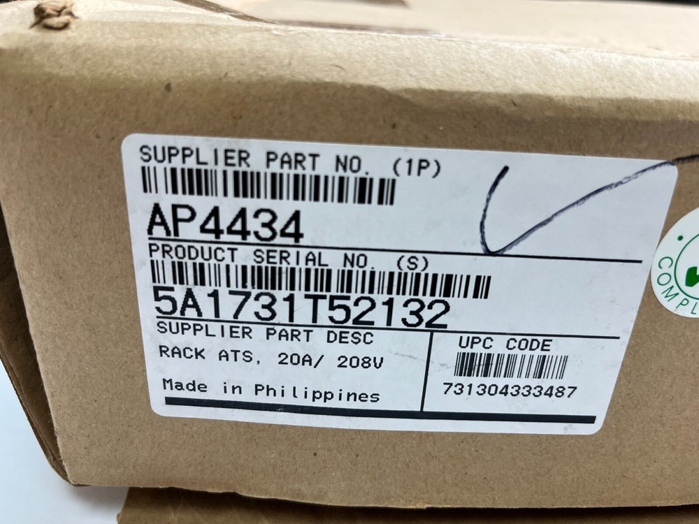 APC AP4434 Rack ATS 208V Automatic Transfer Switch Rack