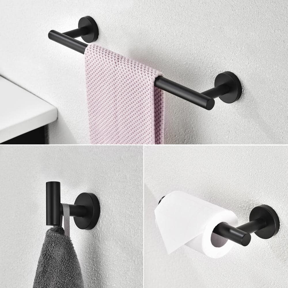 3-Pieces Bathroom Hardware Set in Matte Black