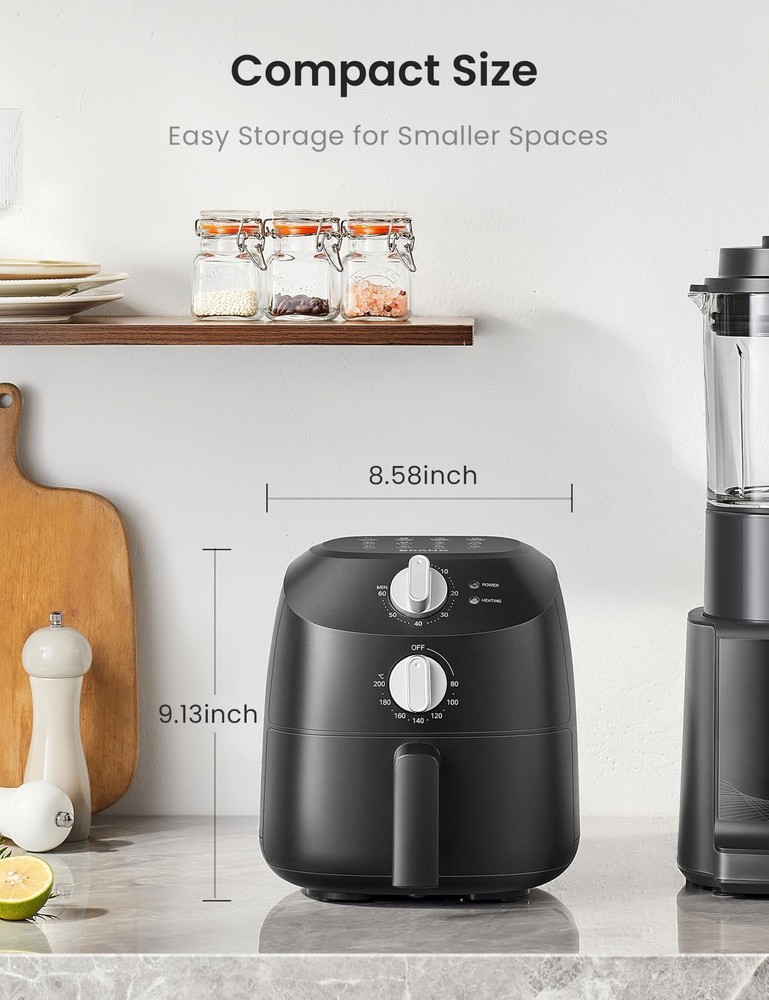 COMFEE' Compact 2.1 Quart Air Fryer with 12 Menu Options, Adjustable Timer & ...