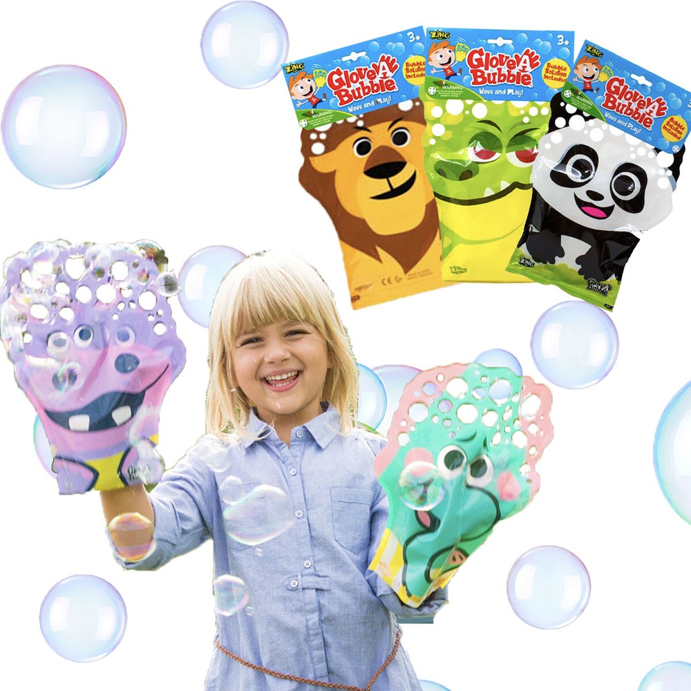 5pk Glove-A-Bubbles Bubble Gloves Bubbles Maker, Solution Pouch Included