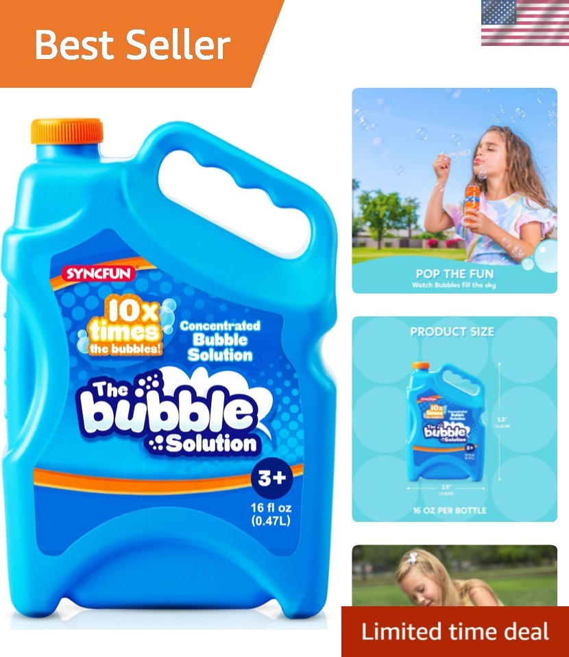 16 oz Bubble Solution RefillsUp to 1.25 Gallons, Concentrated Solution for Bu...