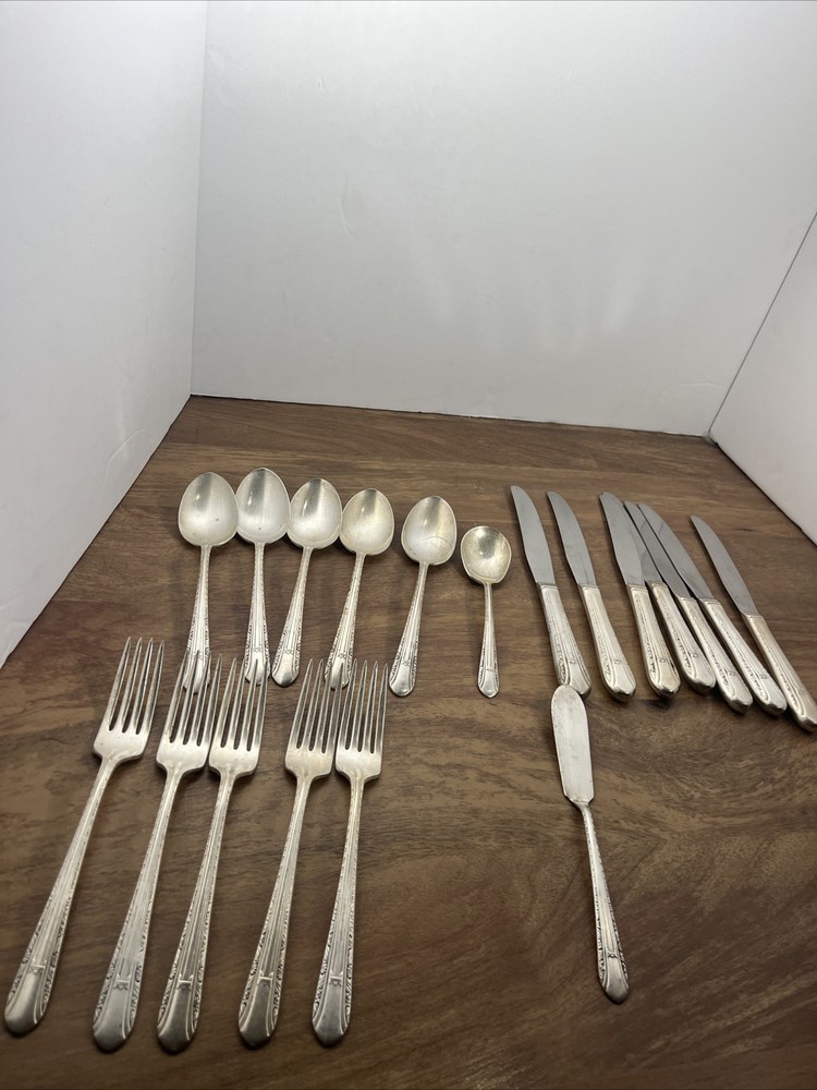 vintage wm rogers silverware set Cotillion Flatware 19 Pieces