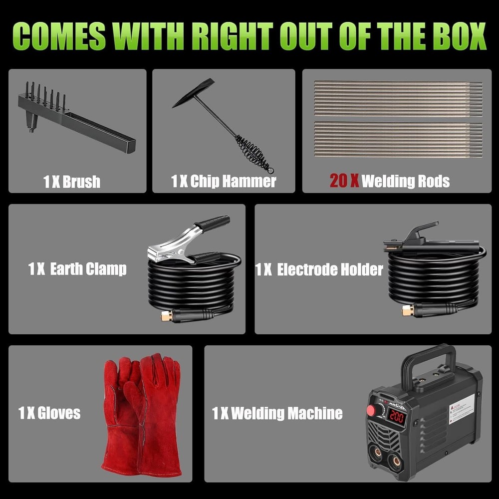 200A Mini Portable Welding Machine with 20 Rods - Advanced IGBT Technology