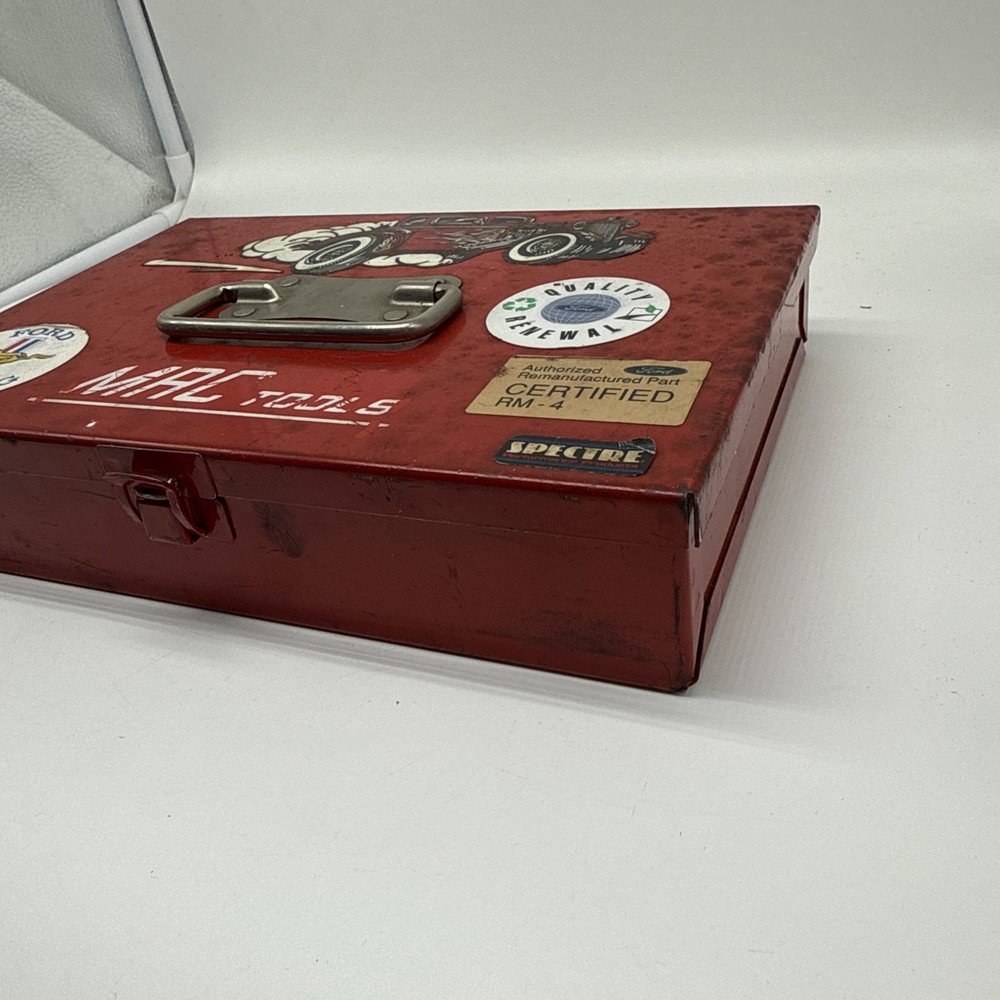 Vintage Mac Tools Red Metal ToolBox Hinged Lid Rectangular VTG (Read)