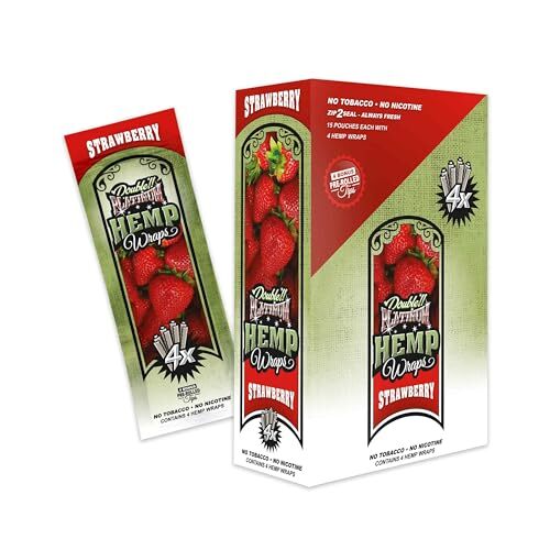 Double Platinum Wraps - Strawberry - 15 Pack Display - (4 Wraps/Tips Per Pack)
