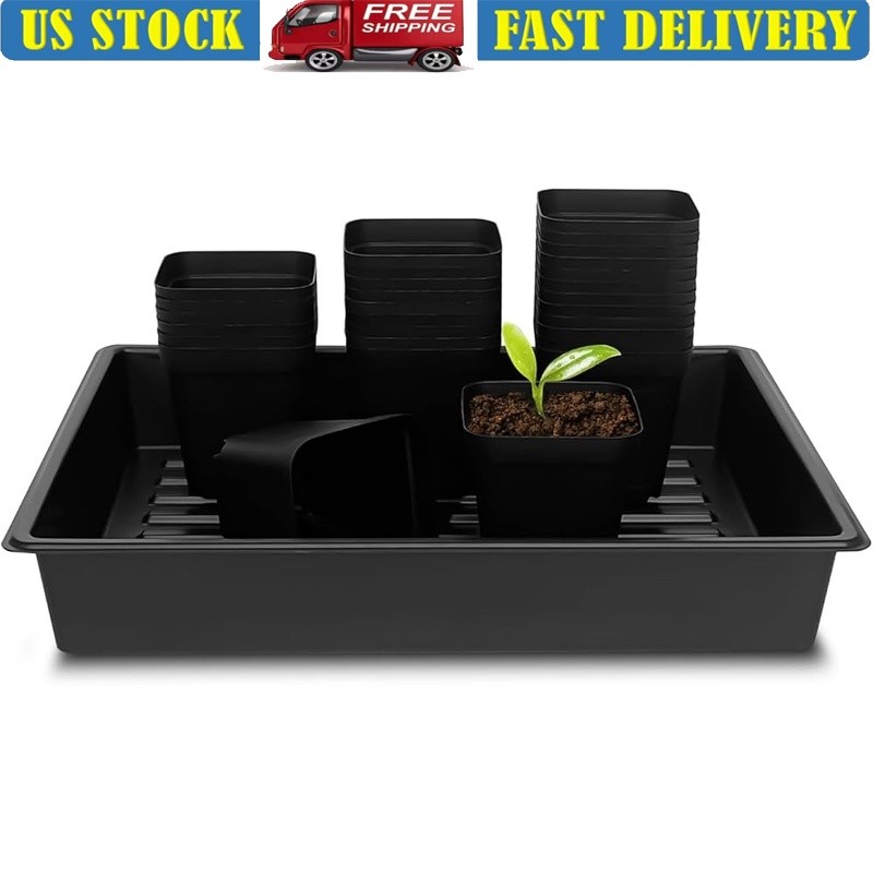 Seedling Trays W/ Square Pots Microgreens Herbs Hydroponics Garden Use