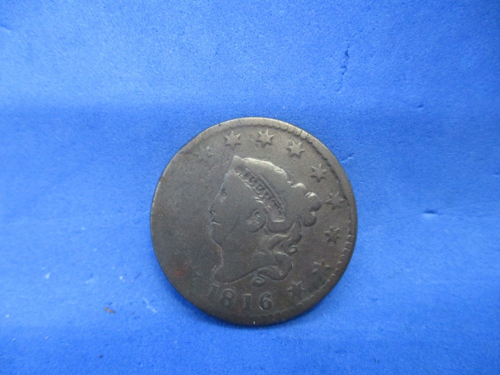 1816 coronet head Large cent , 45% Rotated reverse, Good