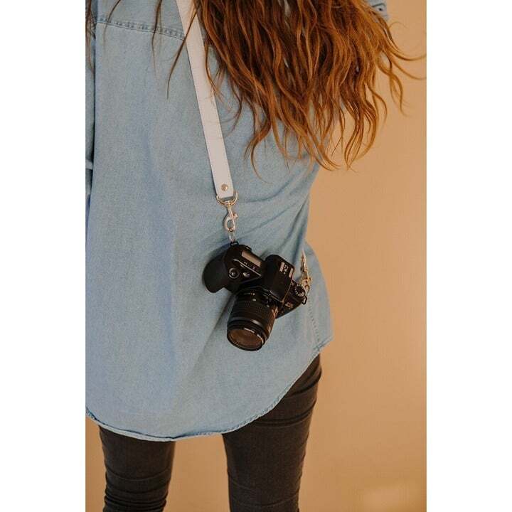 Camera Strap - Neck Shoulder Leather White Stylish Classy Unique