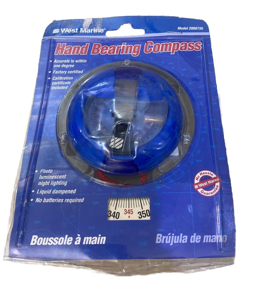 WEST MARINE HAND BEARING COMPASS 2000735 - NEW WITH BOX DAMAGE