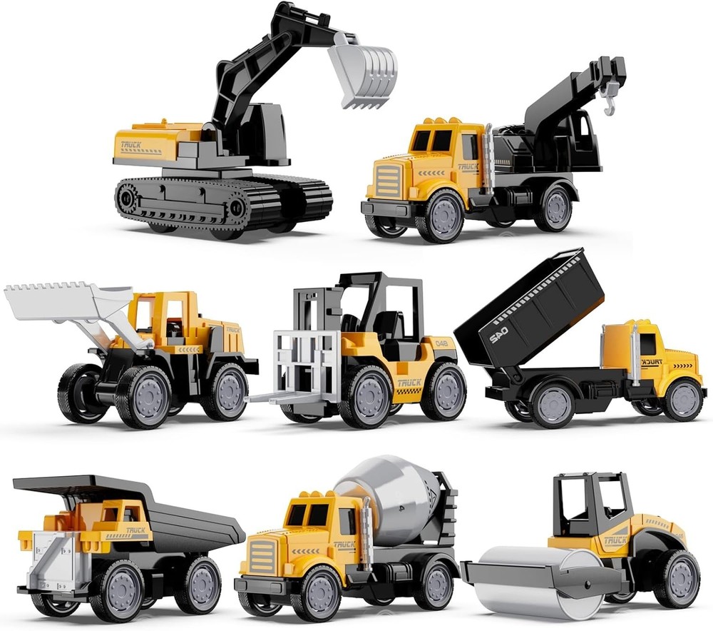Alloy Mini Construction Vehicles Set – Durable, Educational, Pull-Back Fun fo...