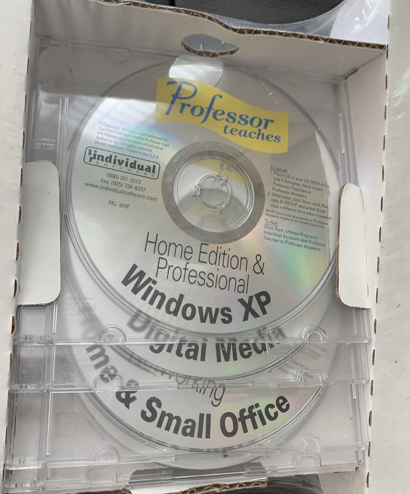 2002 Microsoft Office Windows XP Operating System Professor Teaches 4 CD-Rom New