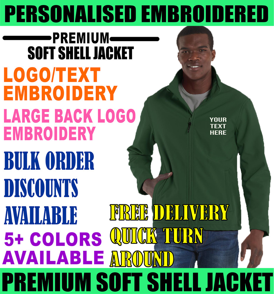 Personalised Embroidered Text Uneek UX10 Premium Unisex Soft Shell Jacket