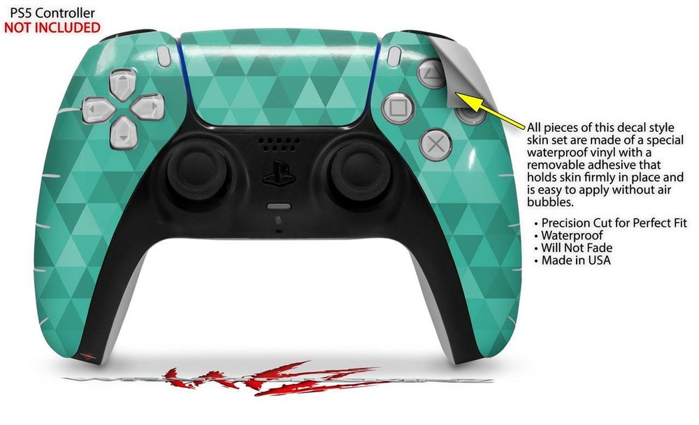 Skin Sony PS5 Controller Triangle Mosaic Seafoam Green