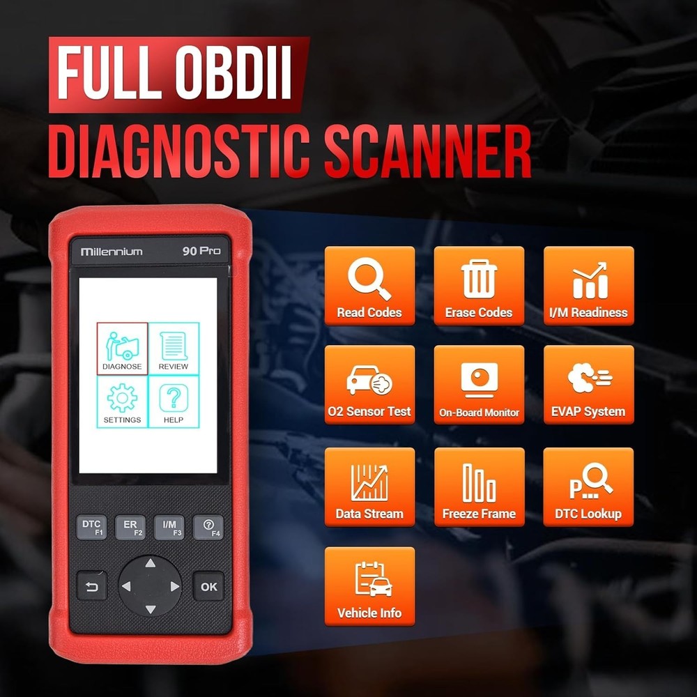 LAUNCH Millennium 90 Pro OBD2 Scanner, Car Diagnostic Tool with ABS, SRS, Engine