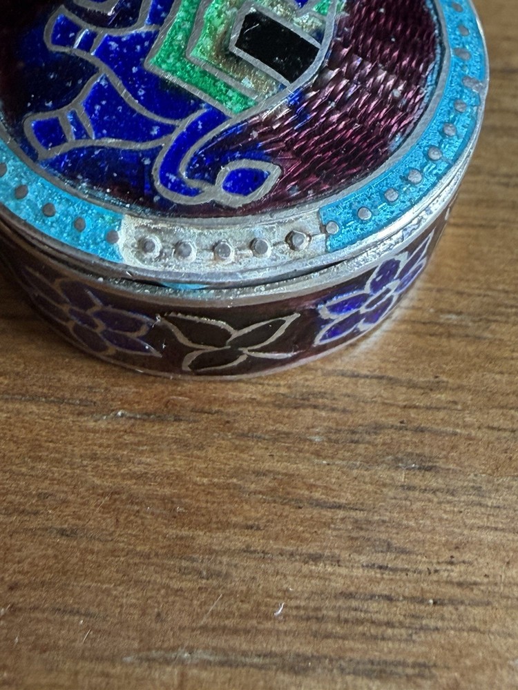 Vintage Two 925 Silver Enamel Pill Boxes
