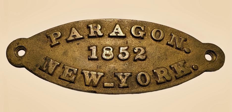 Antique Solid Brass Identification Plate Paragon New York