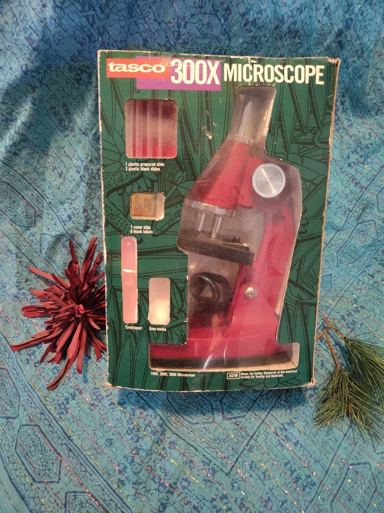 Vintage Edu Science 300x Microscope w/ Real Glass Slides