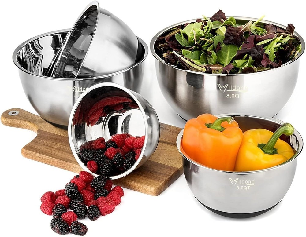Versatile 5-Piece Mixing Bowl Set - Includes Airtight Lids and Stackable Design