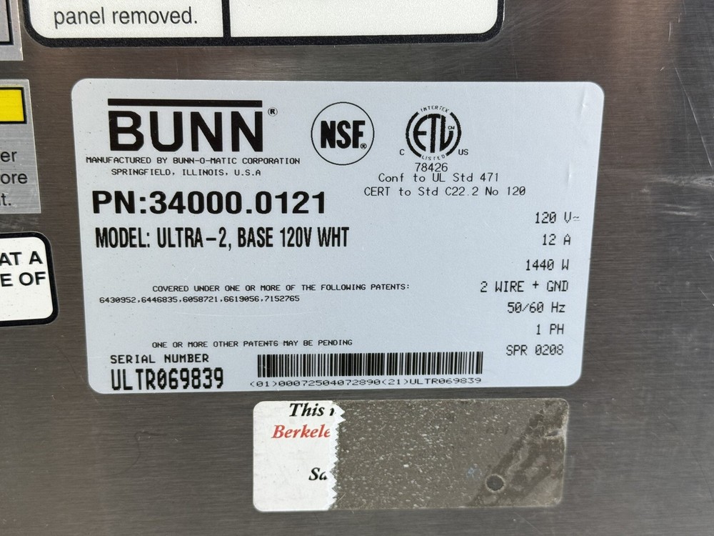 Bunn Ultra-2 Slush Machine Frozen Beverage System Base Only ~ Sensor Error