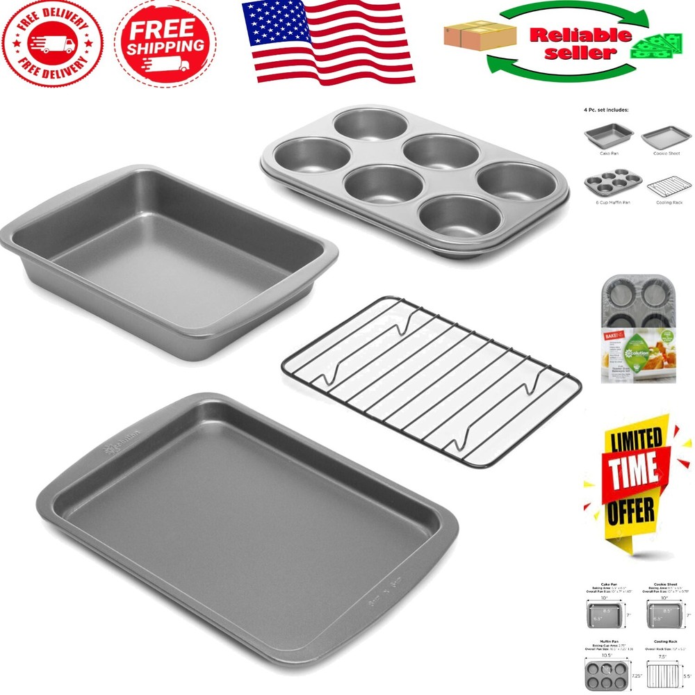 Versatile 4-Piece Toaster Oven Bakeware Set - Perfect for Individual Servings