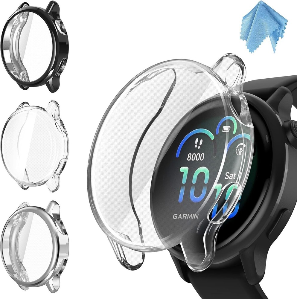 (3 Pack) Screen Protector Case for Garmin Vivoactive 6 Soft TPU Plated Bumper